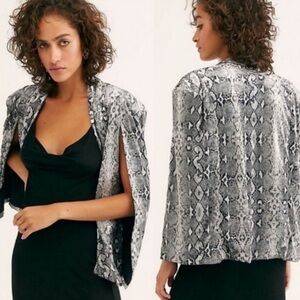 NEW Free People Mercury Velvet Cape Snakeskin OS